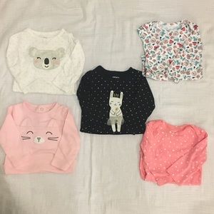5 Girl’s LS EUC characters and pattern onesie